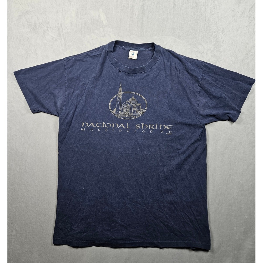 Vintage Delta T-Shirt Mens XL National Shrine DC Blue Single Stitch Made in USA